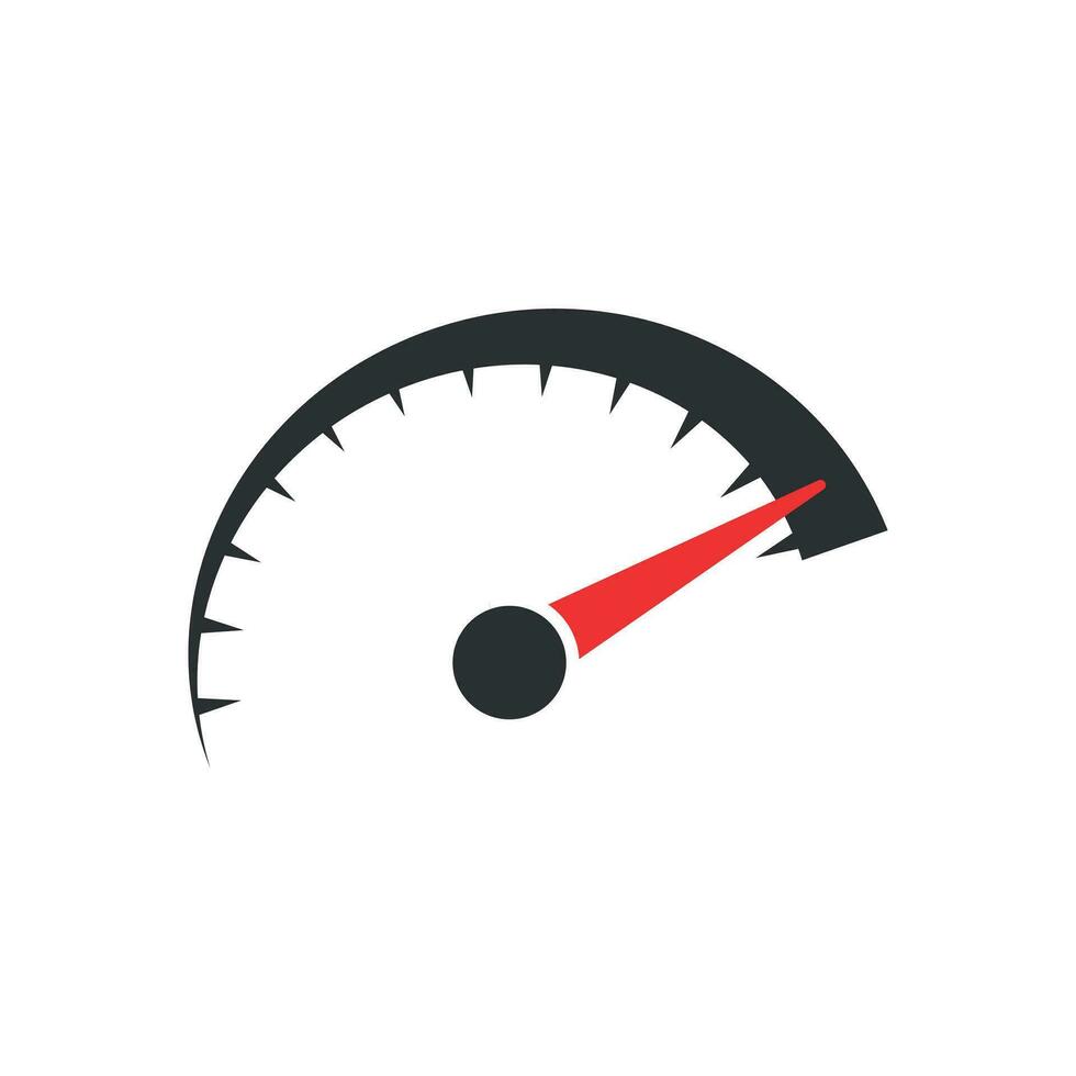 Speedometer level sign icon in flat style. Accelerate vector illustration on white isolated background. Motion tachometer business concept.