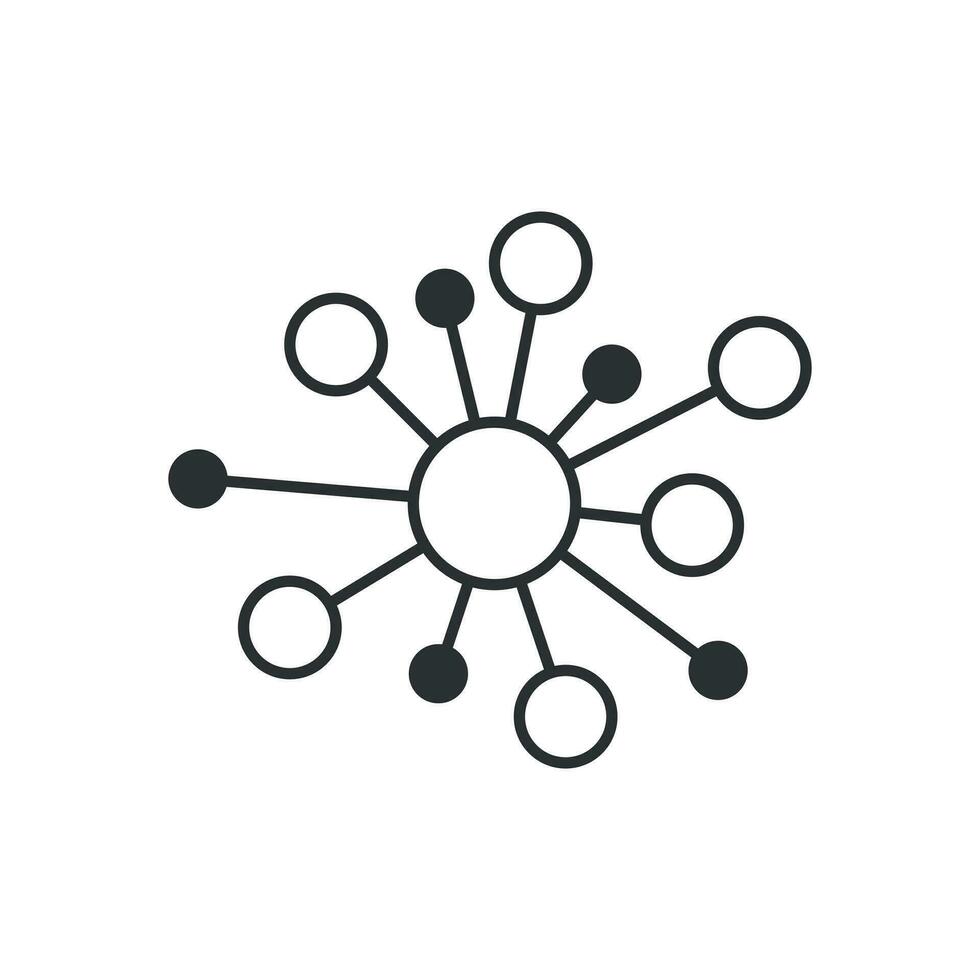 Hub network connection sign icon in flat style. Dna molecule vector illustration on white isolated background. Atom business concept.