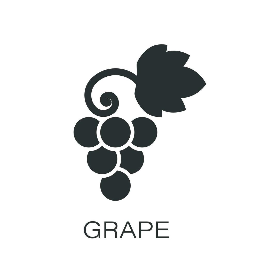 Grape fruits sign icon in flat style. Grapevine vector illustration on