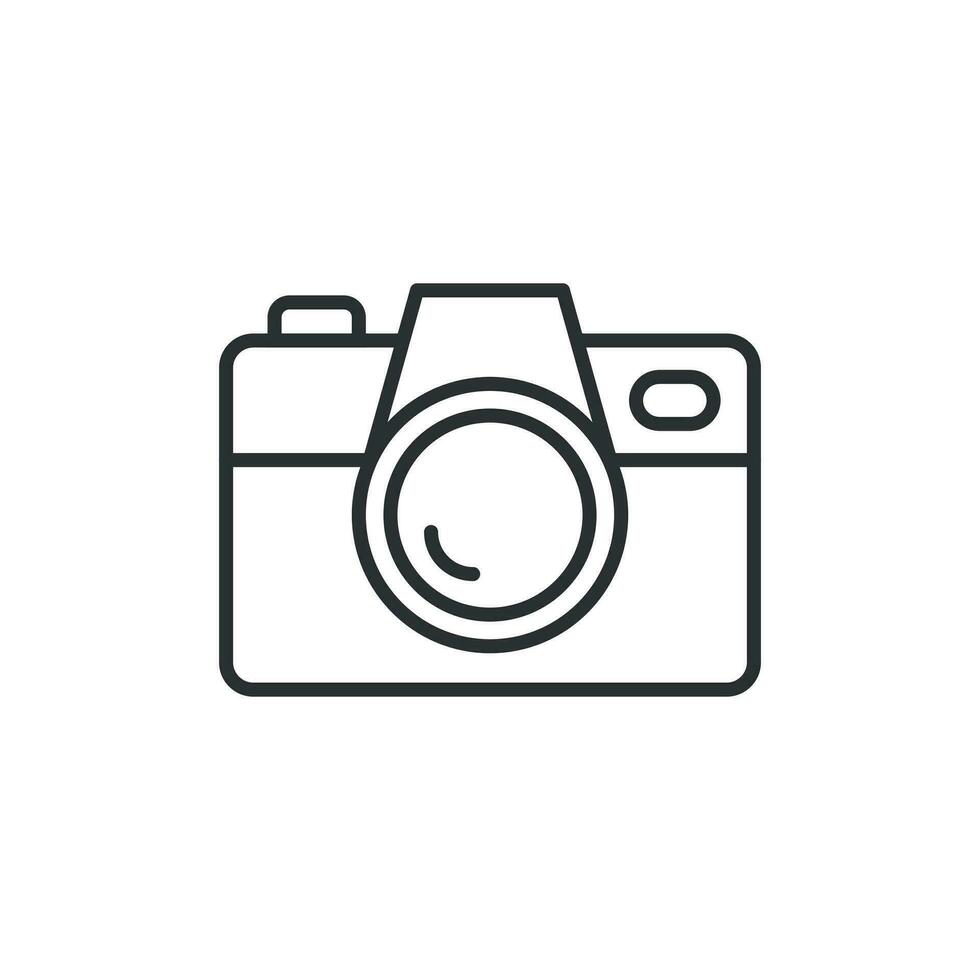 Camera device sign icon in flat style. Photography vector illustration on white isolated background. Cam equipment business concept.