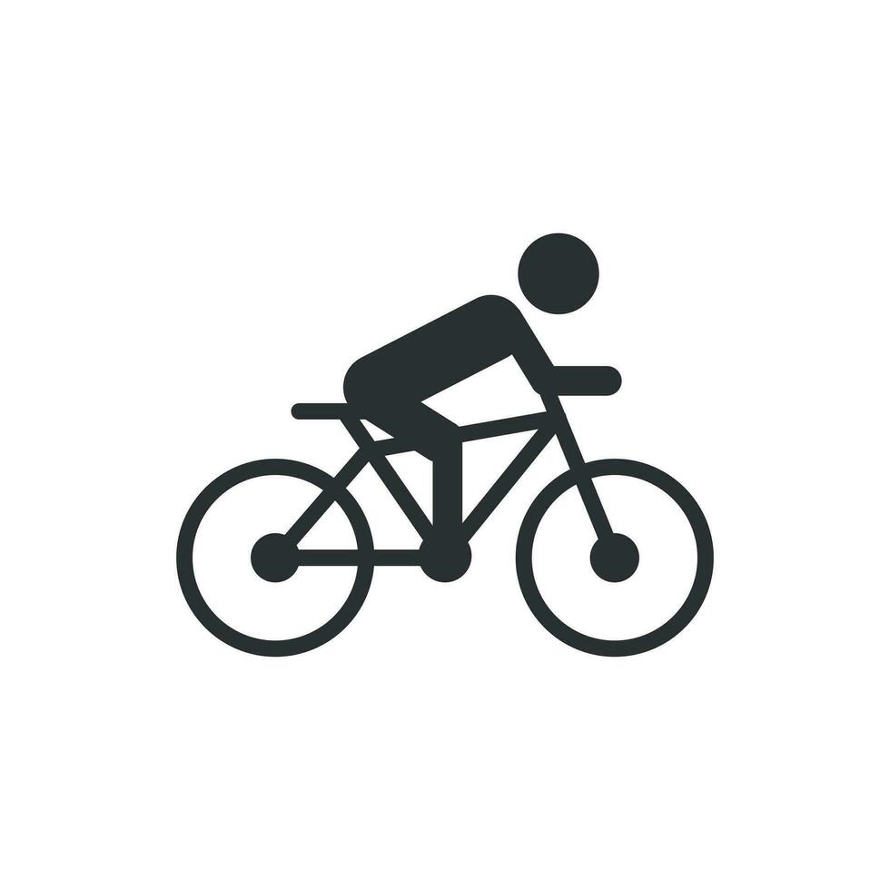 People on bicycle sign icon in flat style. Bike vector illustration on white isolated background. Men cycling business concept.