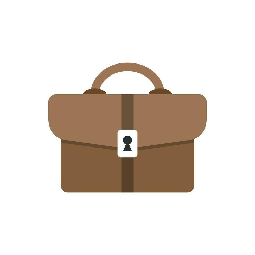 Briefcase sign icon in flat style. Suitcase vector illustration on white isolated background. Baggage business concept.