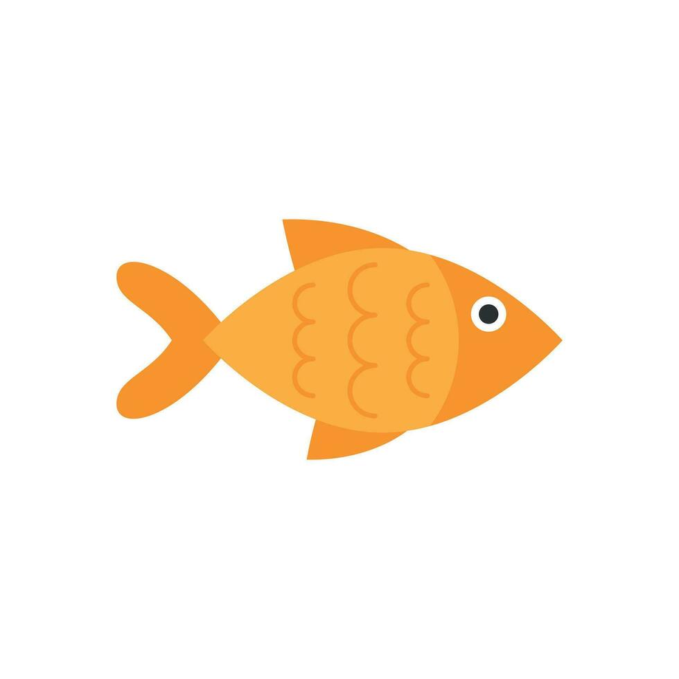 Fish sign icon in flat style. Goldfish vector illustration on white isolated background. Seafood business concept.