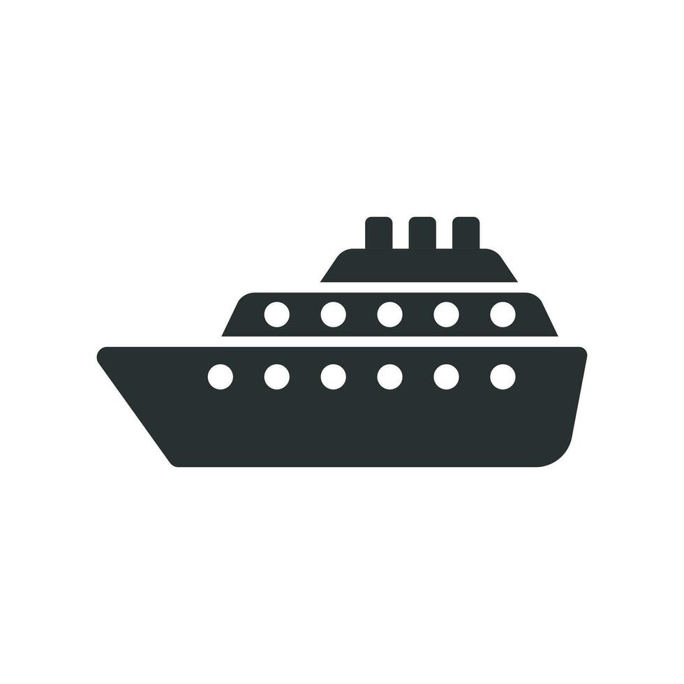 Ship cruise sign icon in flat style. Cargo boat vector illustration on white isolated background. Vessel business concept.