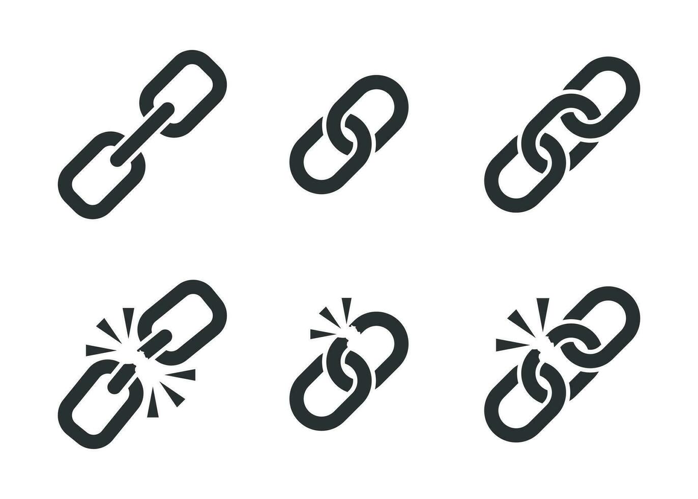 Chain sign set collection icon in flat style. Link vector illustration