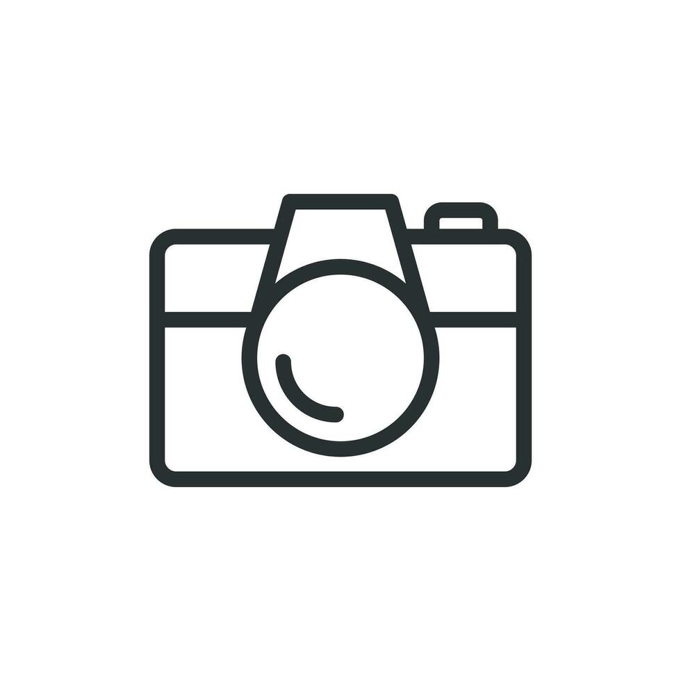 Camera device sign icon in flat style. Photography vector illustration on white isolated background. Cam equipment business concept.
