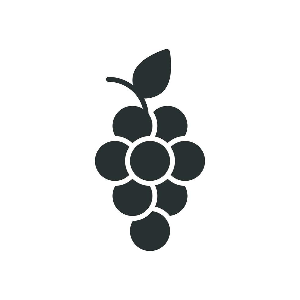 Grape fruits sign icon in flat style. Grapevine vector illustration on white isolated background. Wine grapes business concept.