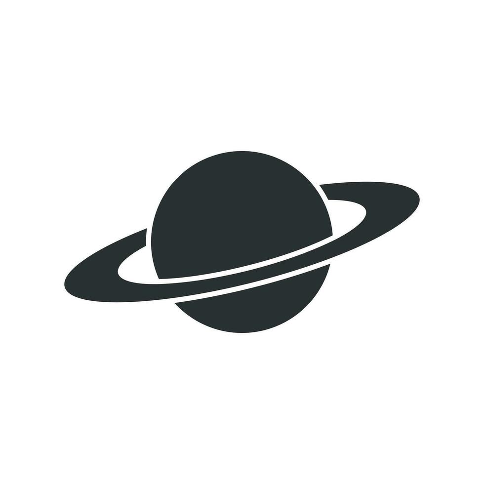 Saturn icon in flat style. Planet vector illustration on white isolated background. Galaxy space business concept.