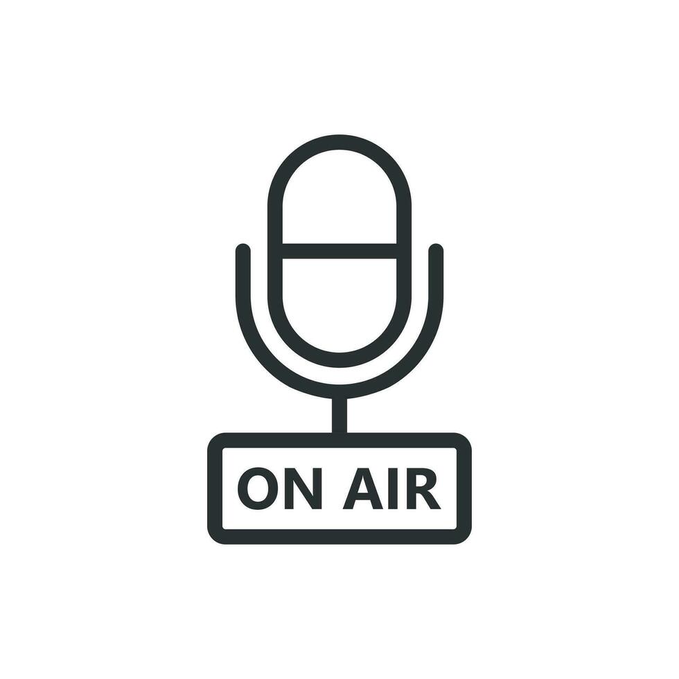 Microphone icon in flat style. Live broadcast vector illustration on white isolated background. On air business concept.