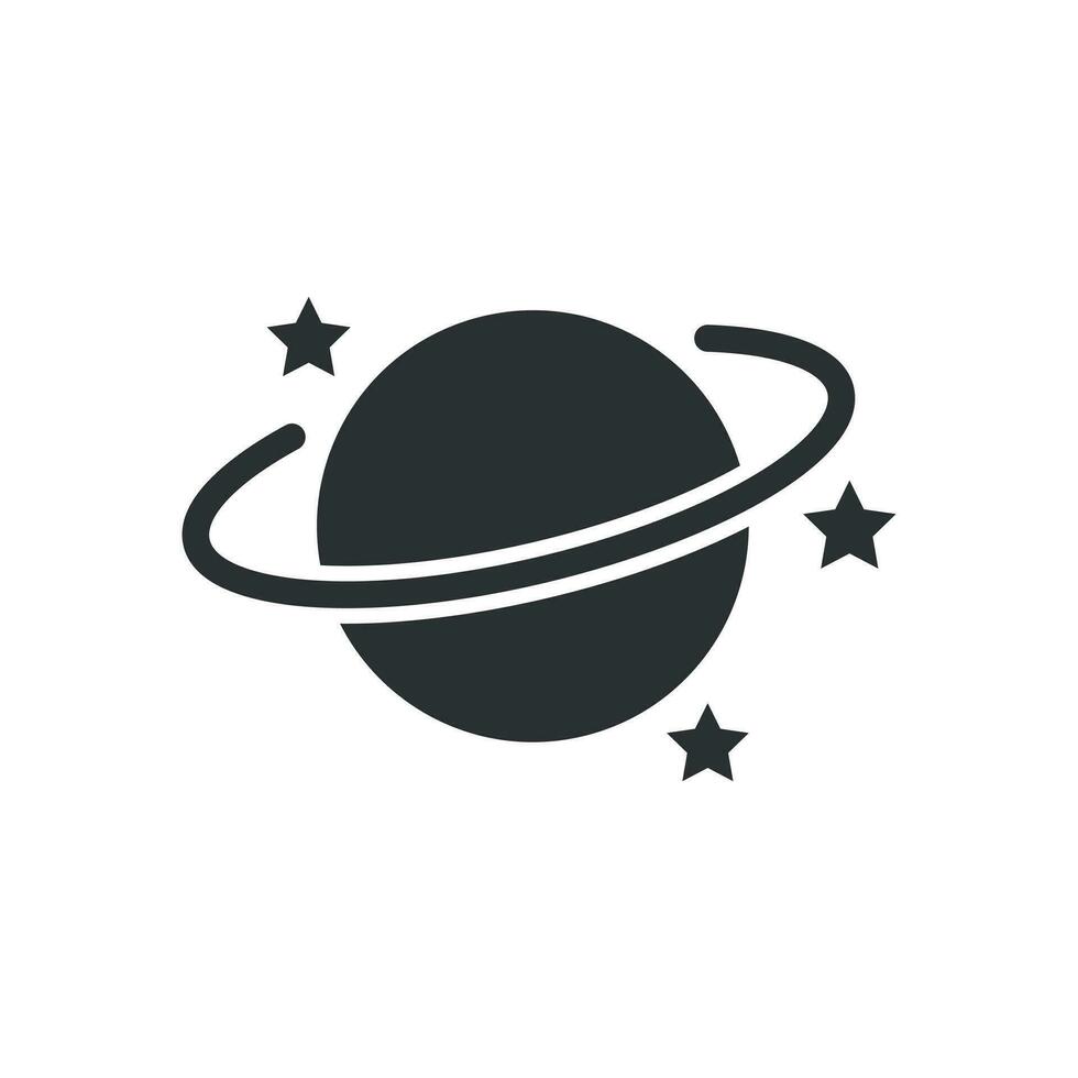 Saturn icon in flat style. Planet vector illustration on white isolated background. Galaxy space business concept.