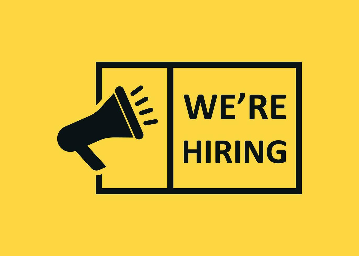 We're hiring icon in flat style. Job vacancy search vector illustration on white isolated background. Megaphone announce business concept.
