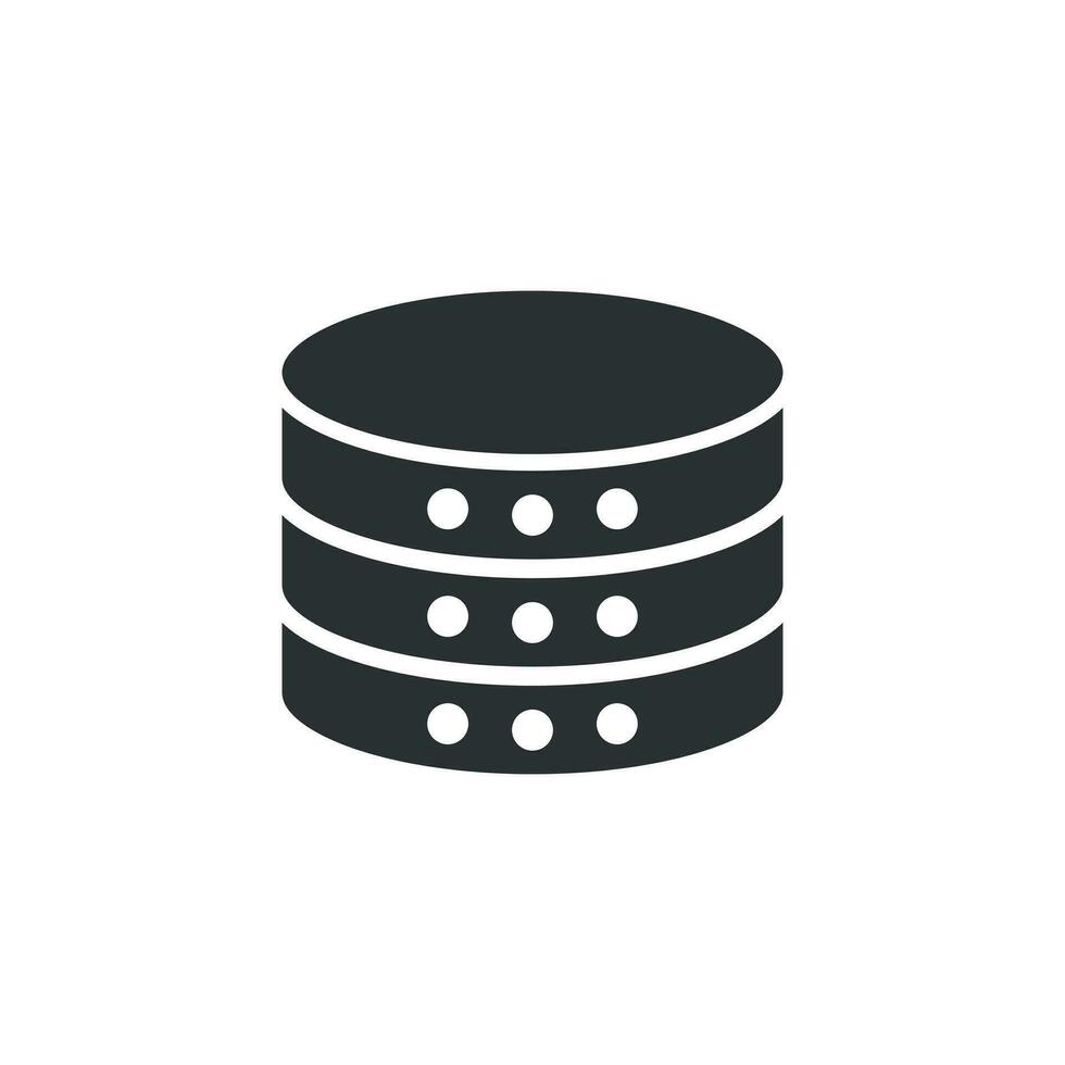 Data center icon in flat style. Server vector illustration on white isolated background. Security business concept.
