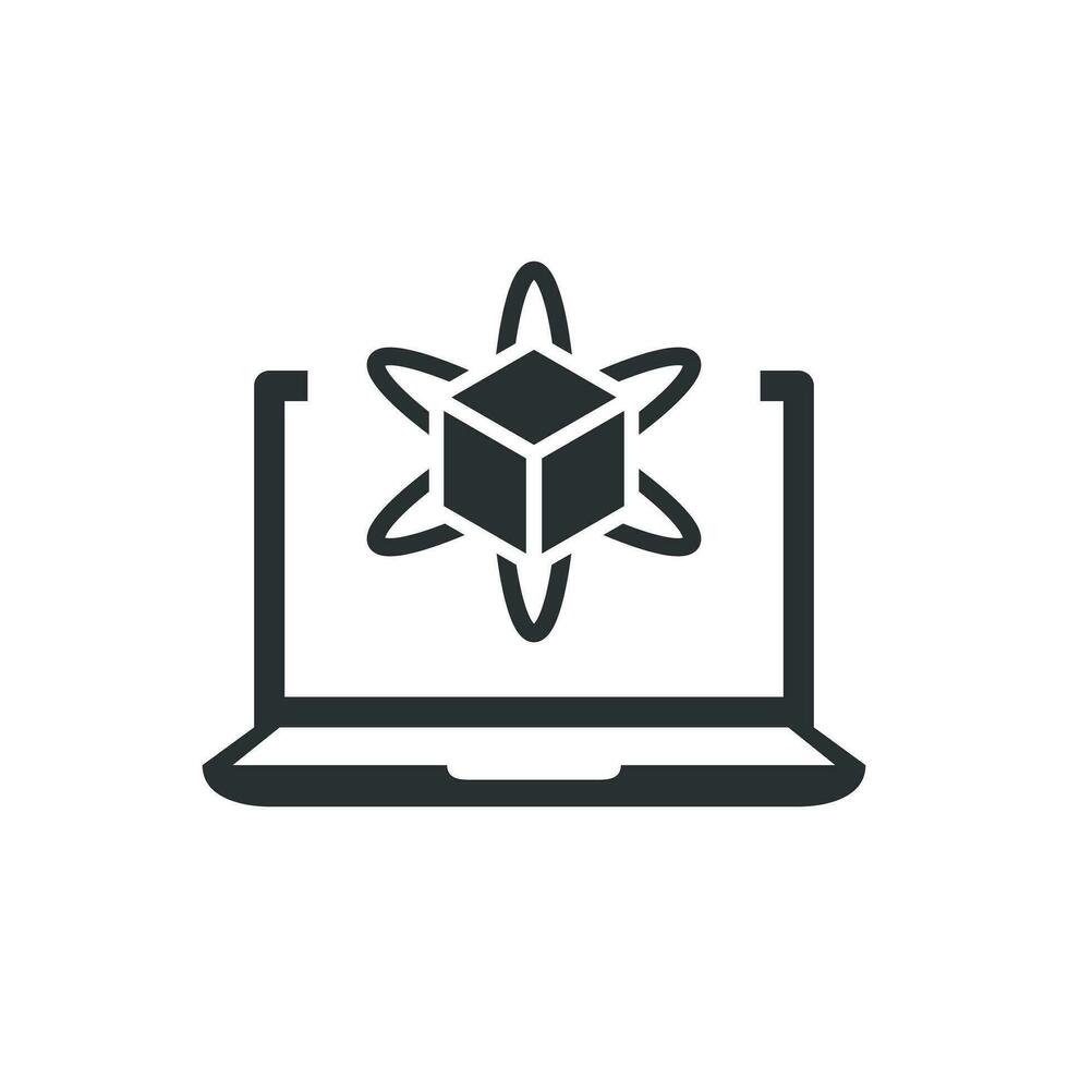 Computer simulation icon in flat style. Vr device vector illustration on white isolated background. Technology business concept.