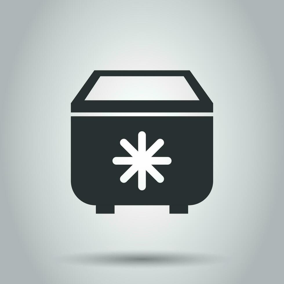 Portable fridge refrigerator icon in flat style. Freezer bag container vector illustration on white background. Fridge business concept.