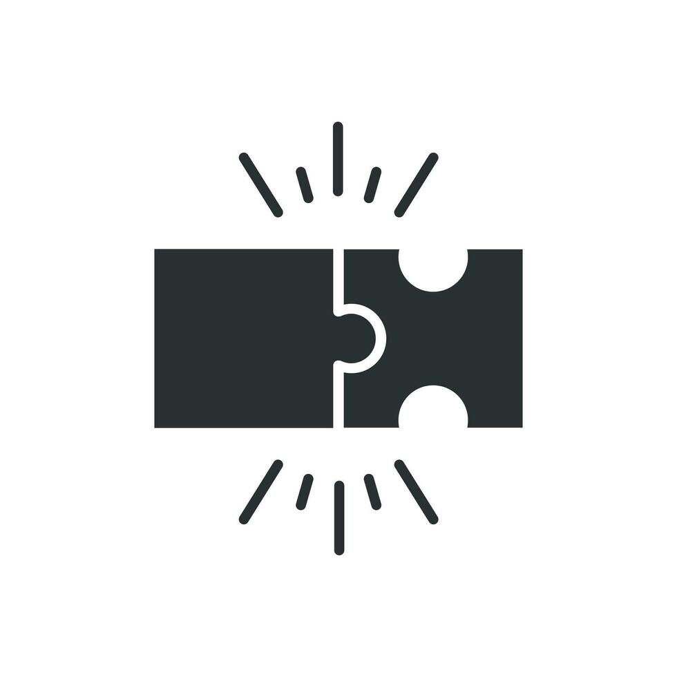 Puzzle compatible icon in flat style. Jigsaw agreement vector illustration on white isolated background. Cooperation solution business concept.