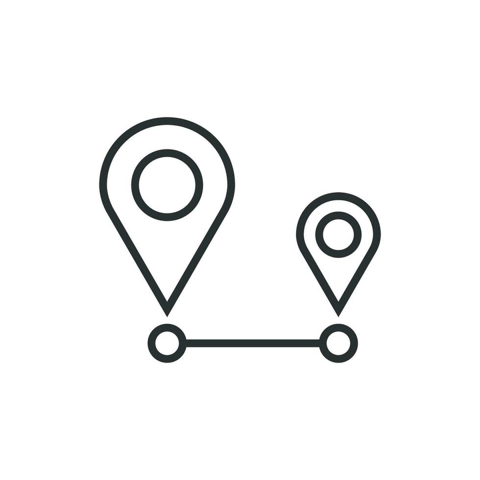 distancia alfiler icono en plano estilo. GPS navegación vector ilustración en blanco aislado antecedentes. comunicación viaje negocio concepto.