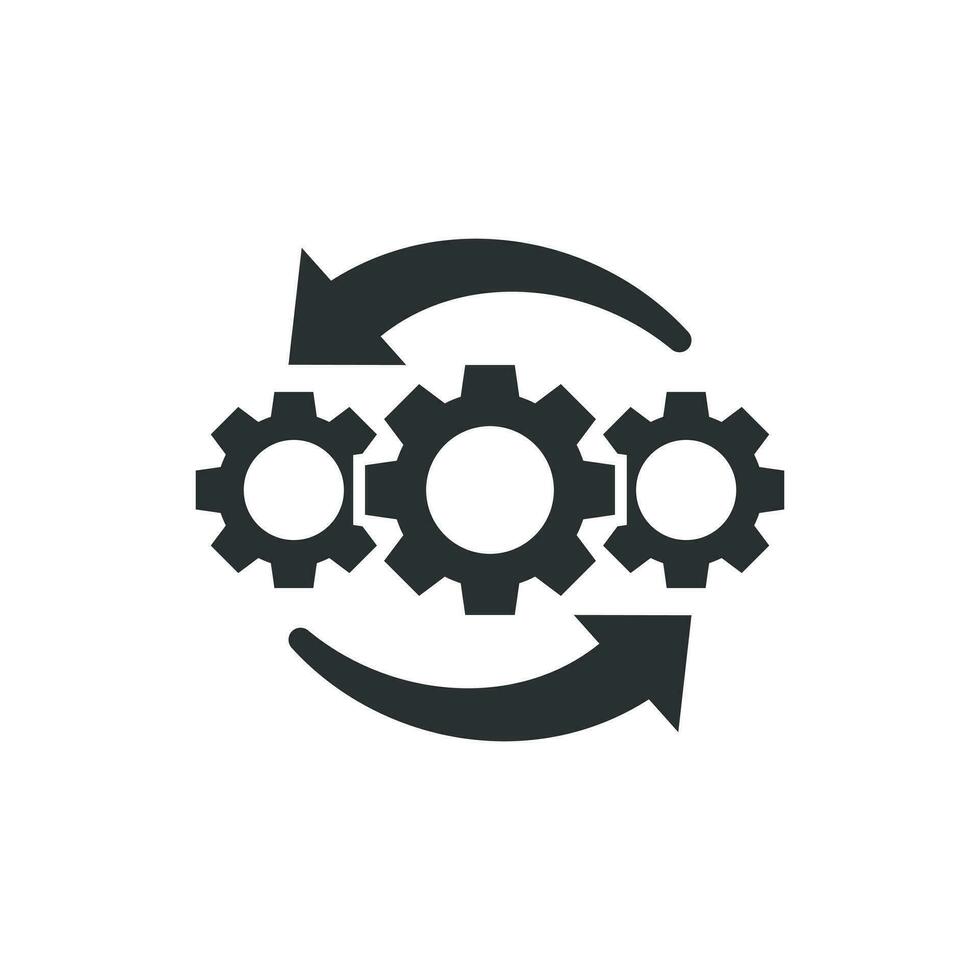 Operation project icon in flat style. Gear process vector illustration on white isolated background. Technology produce business concept.
