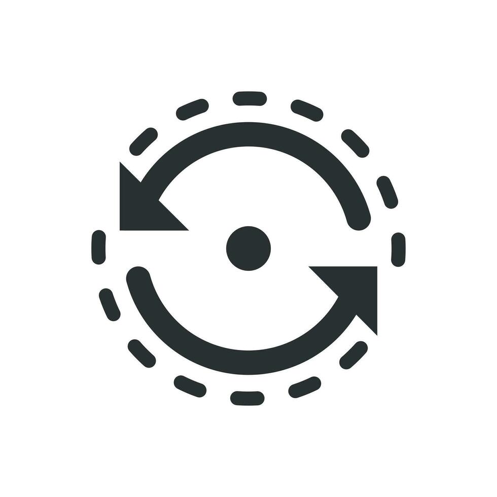 Oval with arrows icon in flat style. Consistency repeat vector illustration on white isolated background. Reload rotation business concept.