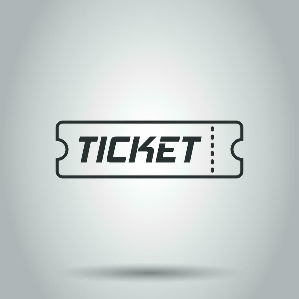 Cinema ticket icon in flat style. Admit one coupon entrance vector illustration on white background. Ticket business concept.