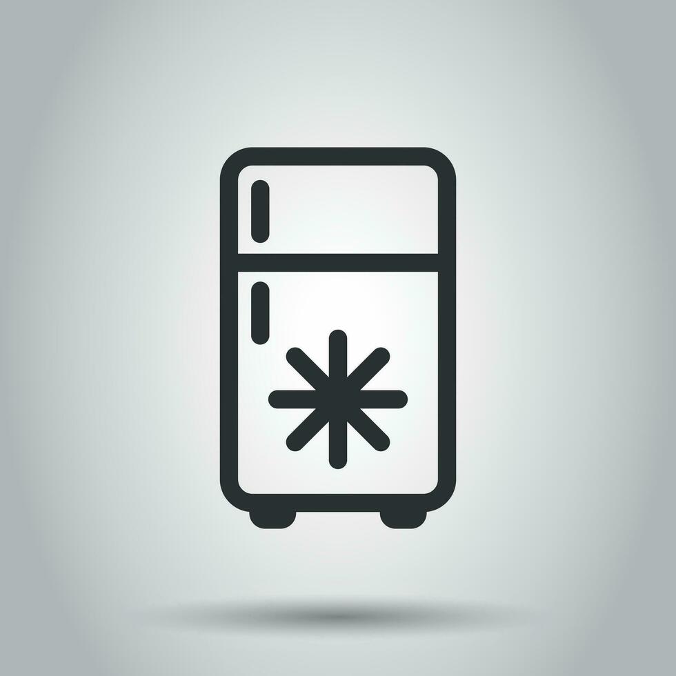 Fridge refrigerator icon in flat style. Freezer container vector illustration on white background. Fridge business concept.