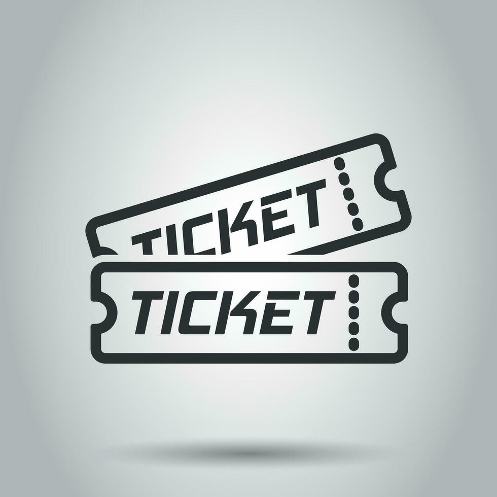 Cinema ticket icon in flat style. Admit one coupon entrance vector illustration on white background. Ticket business concept.