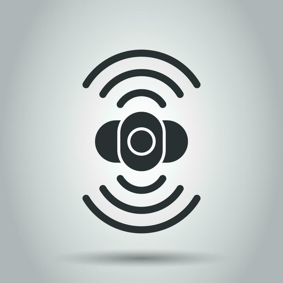 Motion sensor icon in flat style. Sensor waves vector illustration on white background. Security connection business concept.