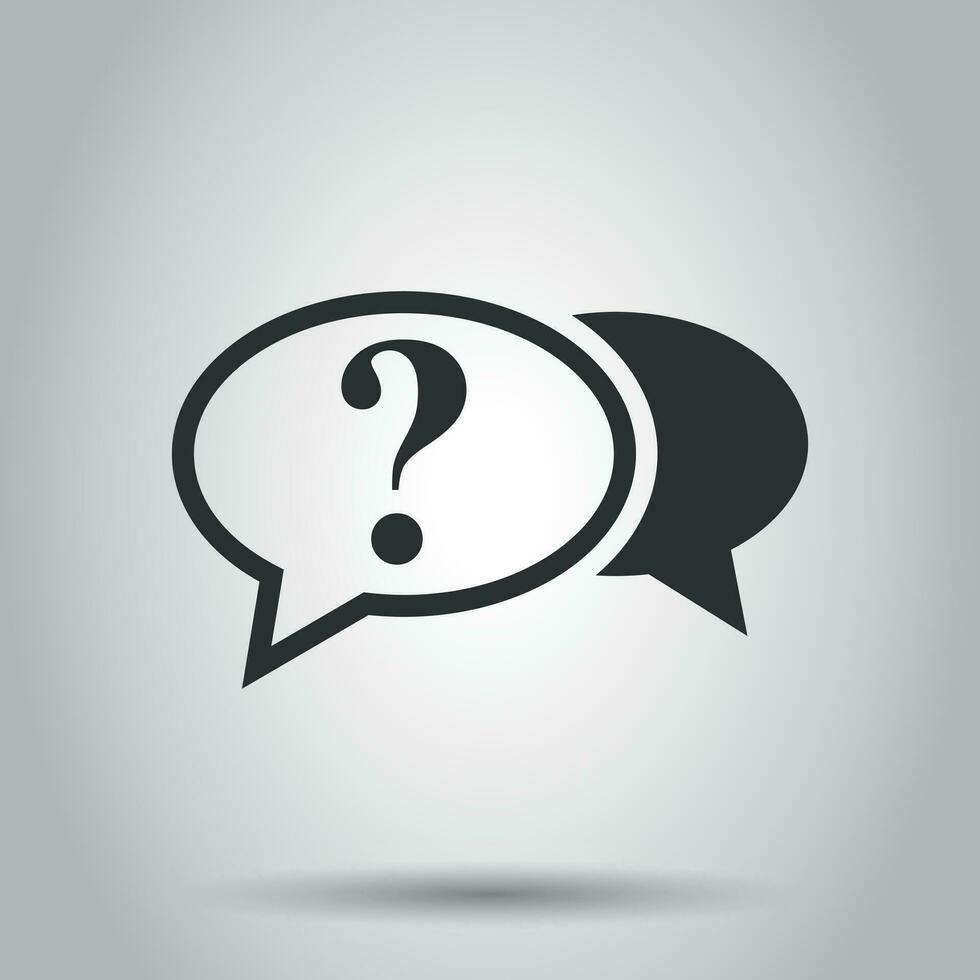 Question mark icon in flat style. Discussion speech bubble vector illustration on white background. Question business concept.