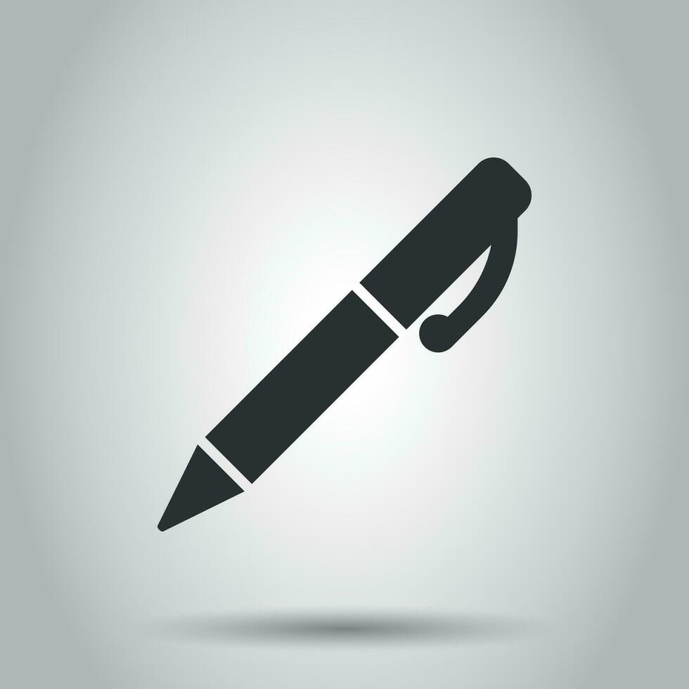 Pen icon in flat style. Highlighter vector illustration on white background. Business concept.