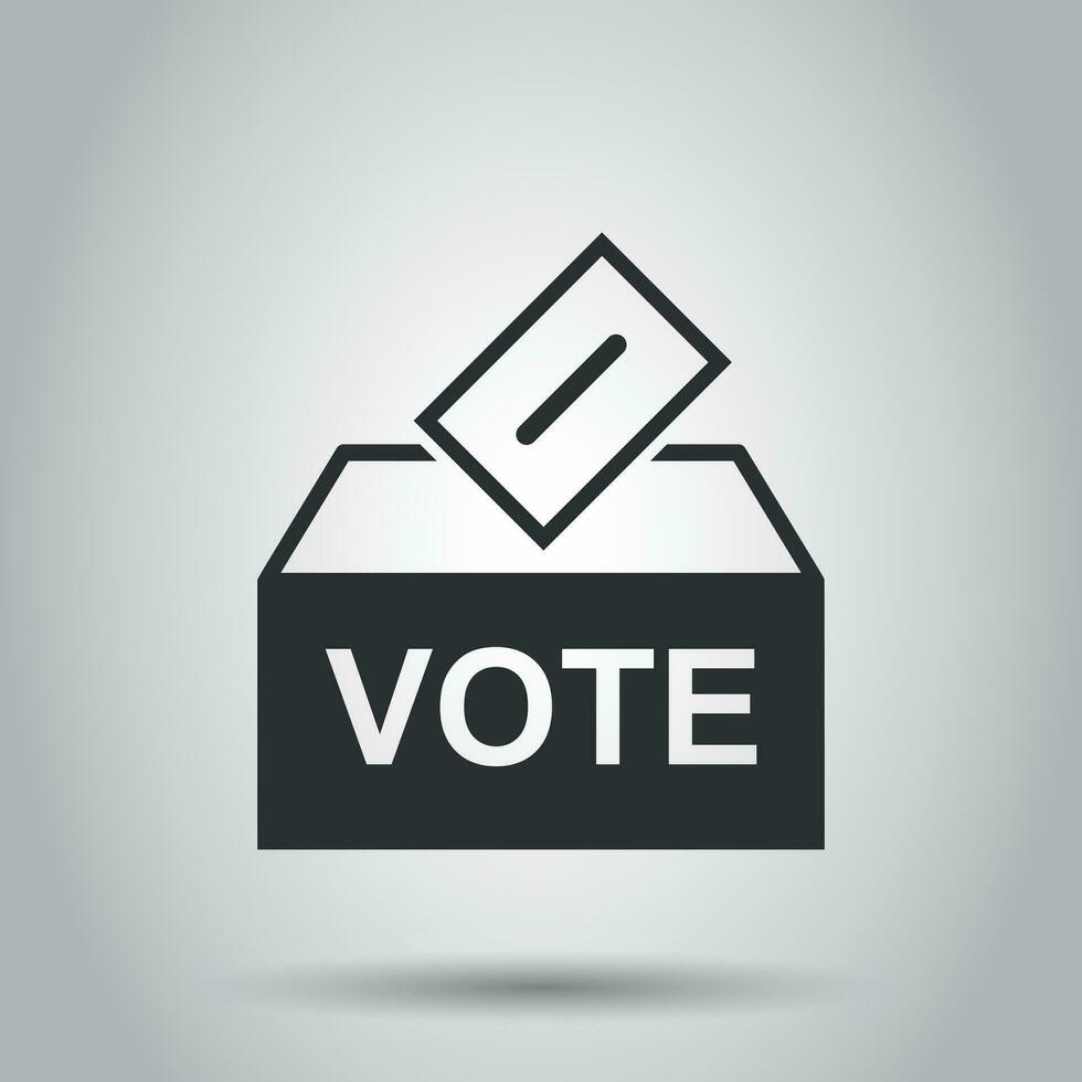 Election voter box icon in flat style. Ballot suggestion vector illustration on white background. Election vote business concept.