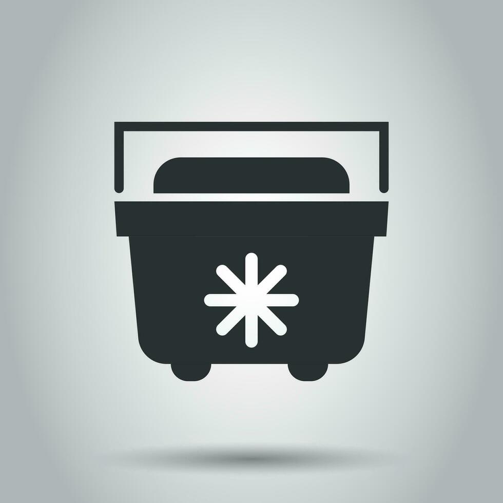 Portable fridge refrigerator icon in flat style. Freezer bag container vector illustration on white background. Fridge business concept.
