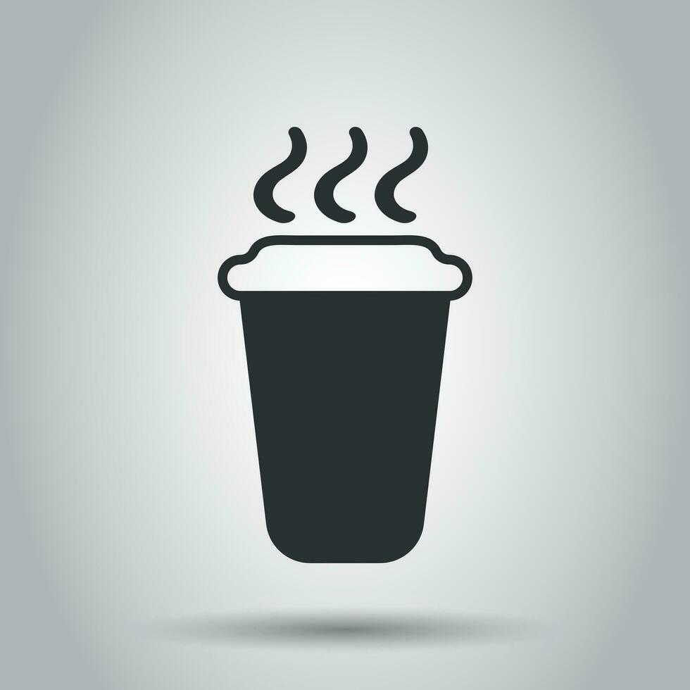 Coffee, tea cup icon in flat style. Coffee mug vector illustration on white background. Drink business concept.