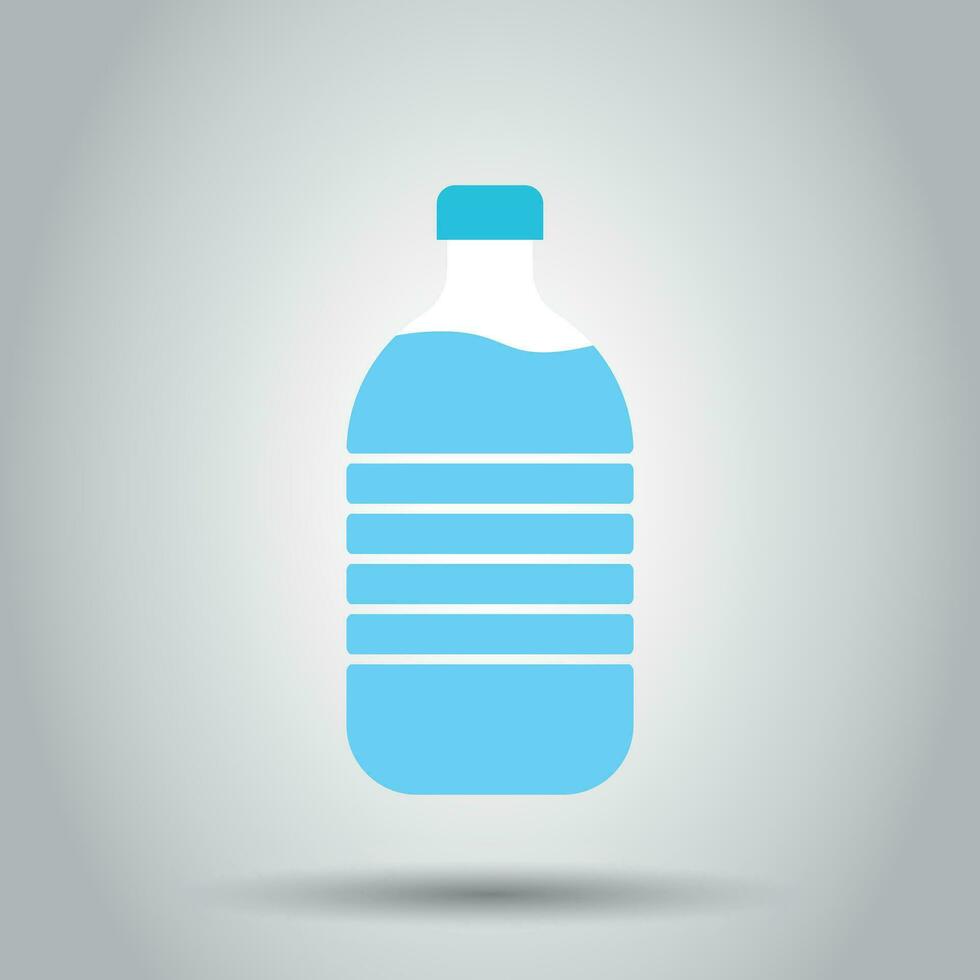 Water bottle icon in flat style. Plastic soda bottle vector illustration on white background. Liquid water business concept.