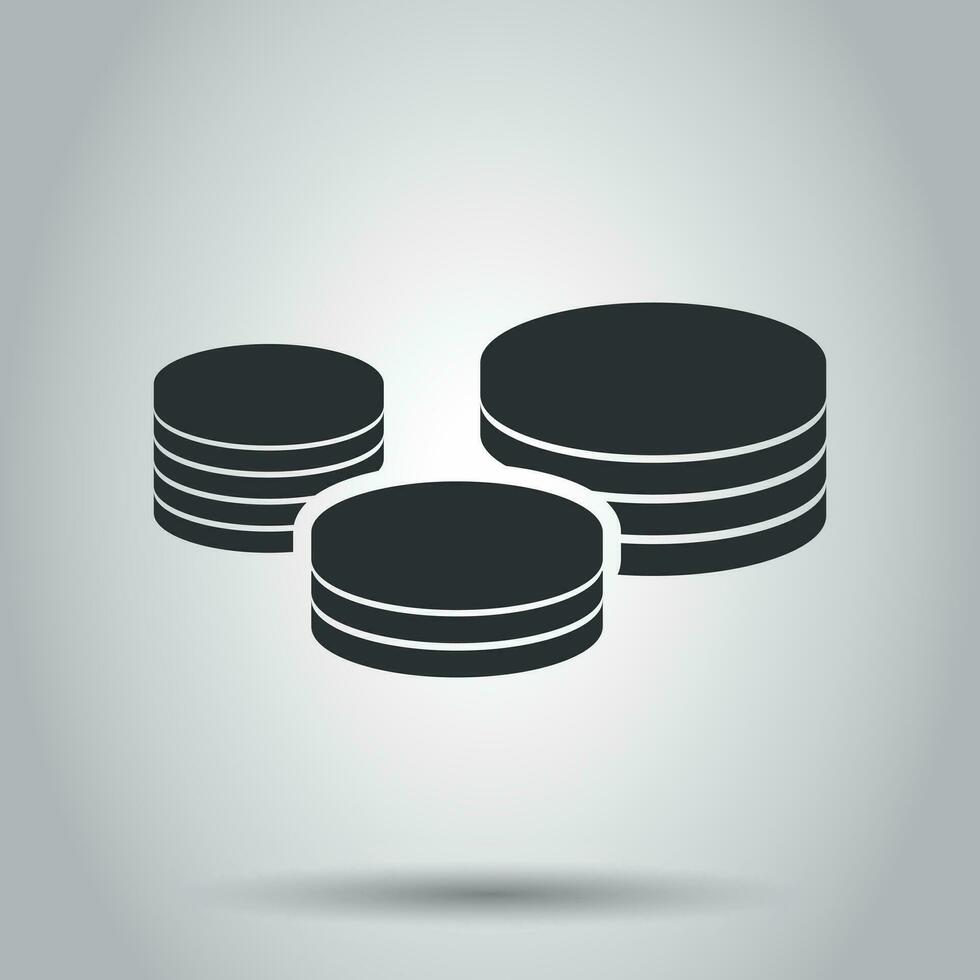 Coins stack icon in flat style. Coin cash vector illustration on white background. Money stacked business concept.