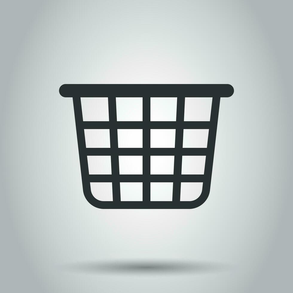 Trash bin garbage icon in flat style. Trash bucket vector illustration on white background. Garbage basket business concept.