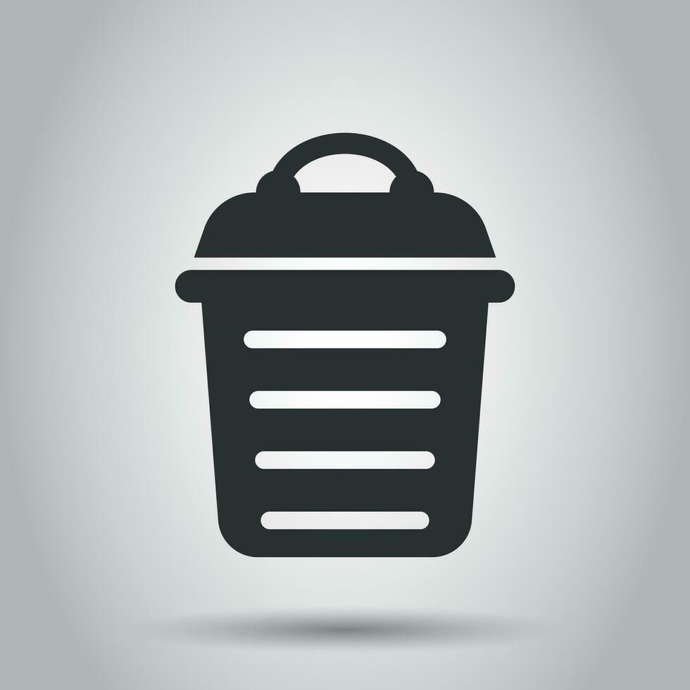 Trash bin garbage icon in flat style. Trash bucket vector illustration on white background. Garbage basket business concept.