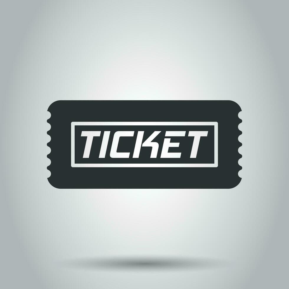 Cinema ticket icon in flat style. Admit one coupon entrance vector illustration on white background. Ticket business concept.