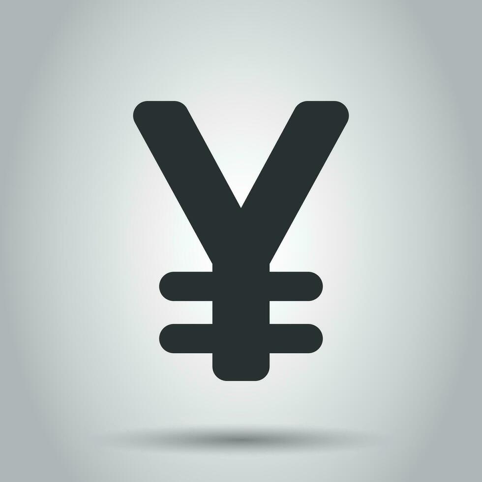 Yen, yuan money currency vector icon in flat style. Yen symbol illustration on white background. Asia money business concept.