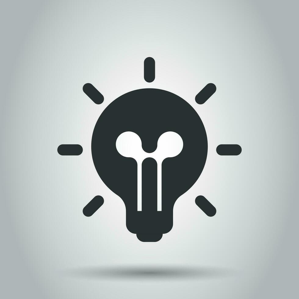 Light bulb icon in flat style. Lightbulb vector illustration on white background. Lamp idea business concept.