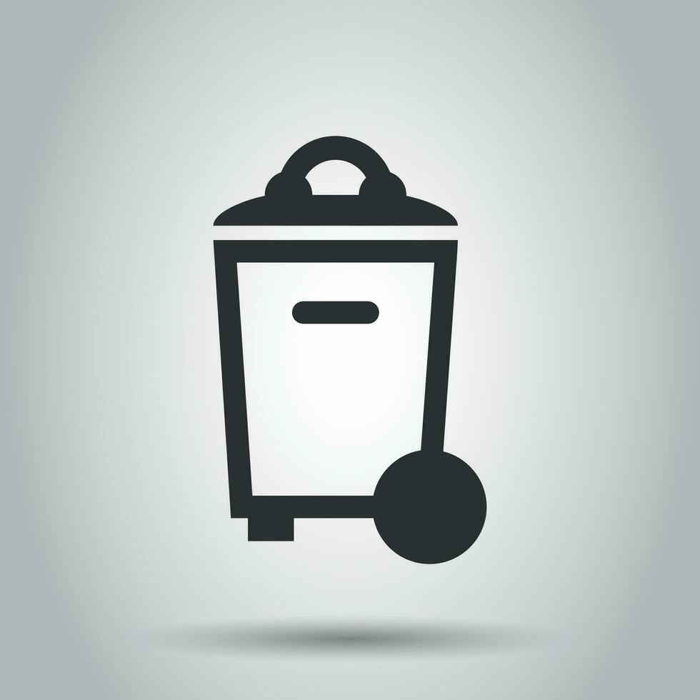 Trash bin garbage icon in flat style. Trash bucket vector illustration on white background. Garbage basket business concept.