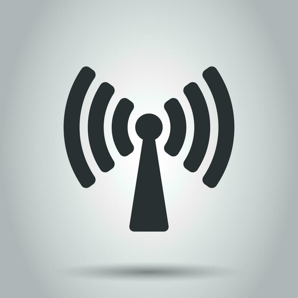 Wifi internet sign icon in flat style. Wi-fi wireless technology vector illustration on white background. Network wifi business concept.