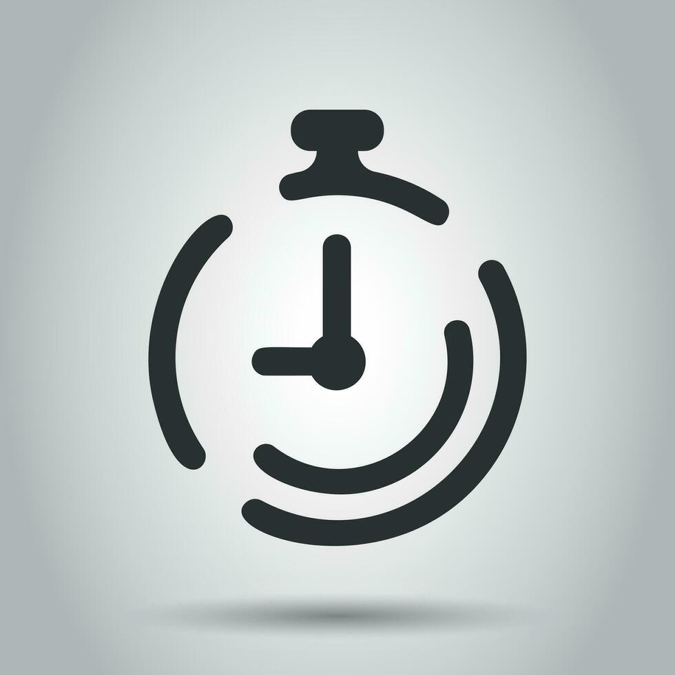 Clock timer icon in flat style. Time alarm illustration on white background. Stopwatch clock business concept. vector