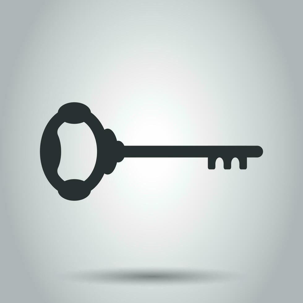 Key icon in flat style. Access login vector illustration on white background. Password key business concept.