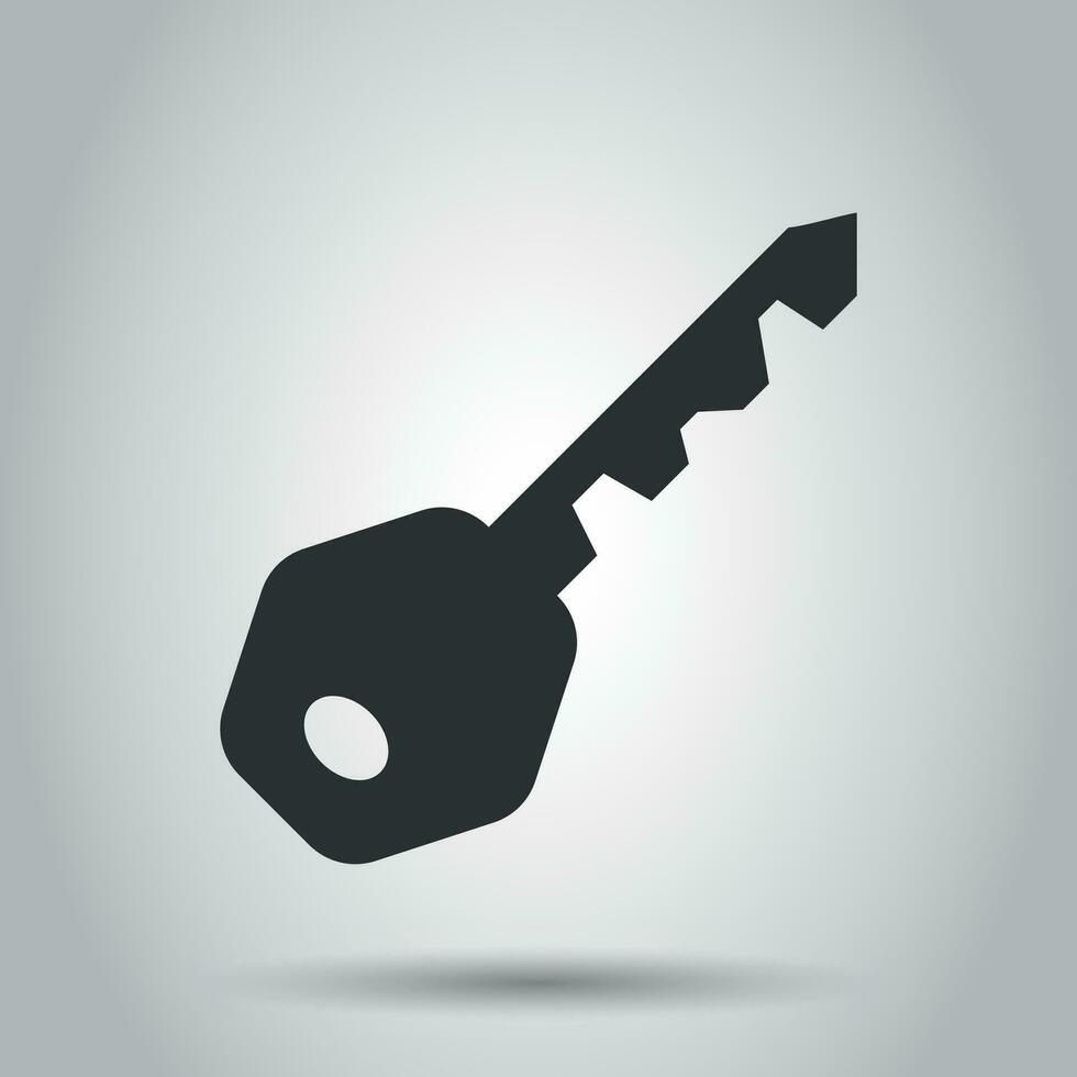 Key icon in flat style. Access login vector illustration on white background. Password key business concept.