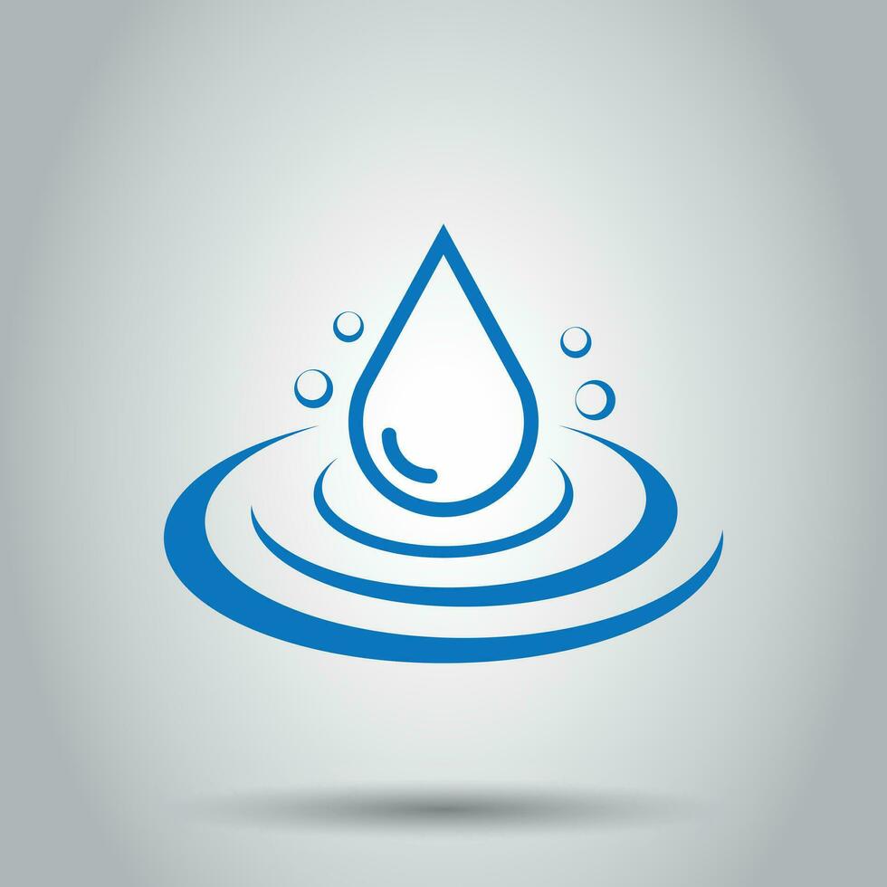 Water drop icon in flat style. Raindrop vector illustration on white background. Droplet water blob business concept.
