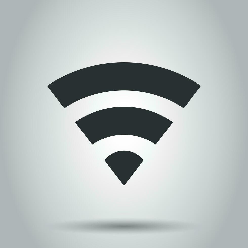 Wifi internet sign icon in flat style. Wi-fi wireless technology vector illustration on white background. Network wifi business concept.