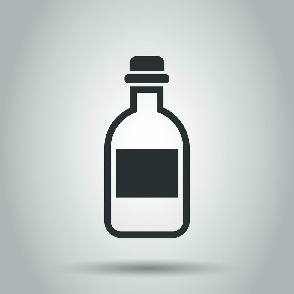 Water bottle icon in flat style. Plastic soda bottle vector illustration on white background. Liquid water business concept.