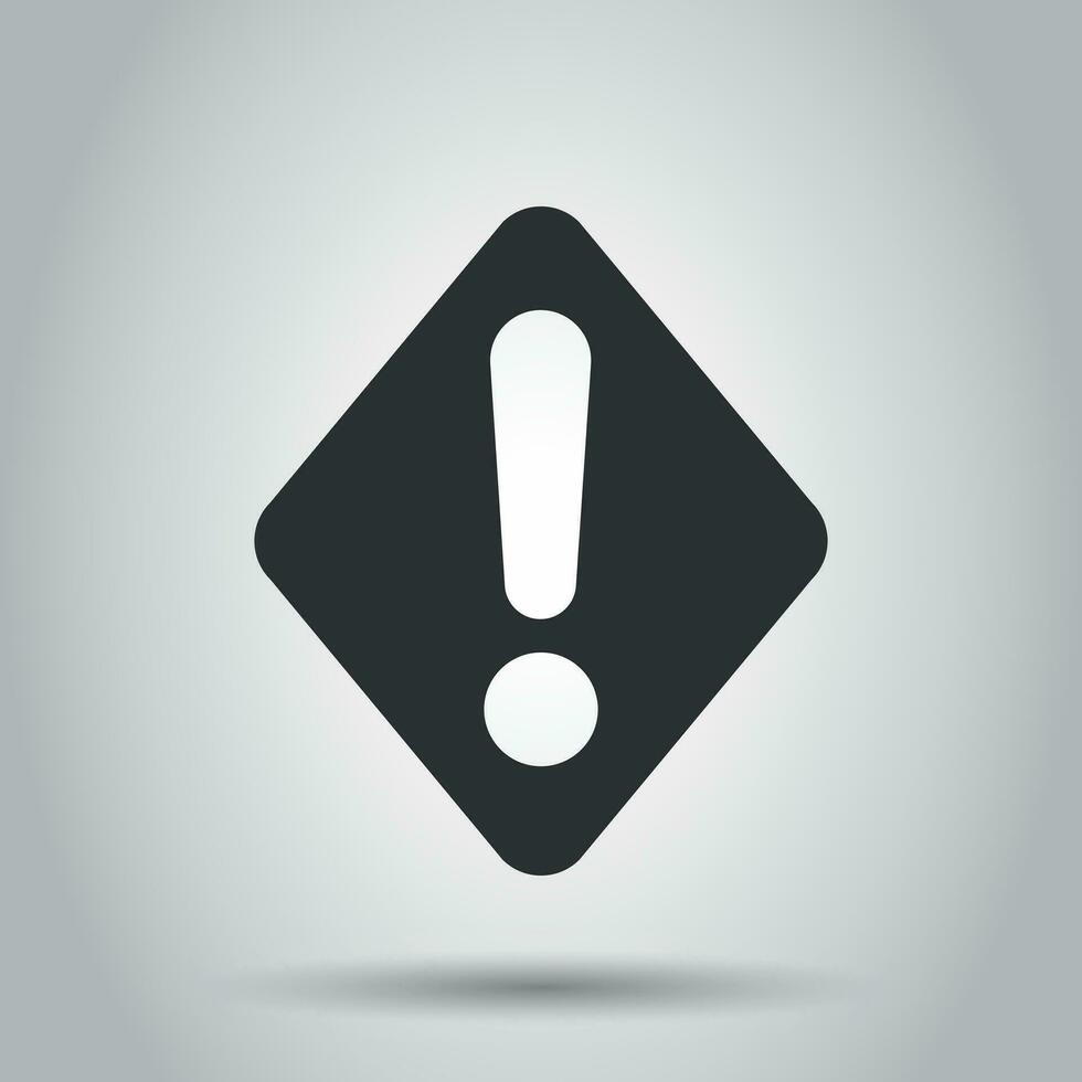 Exclamation mark icon in flat style. Danger alarm vector illustration on white background. Caution risk business concept.