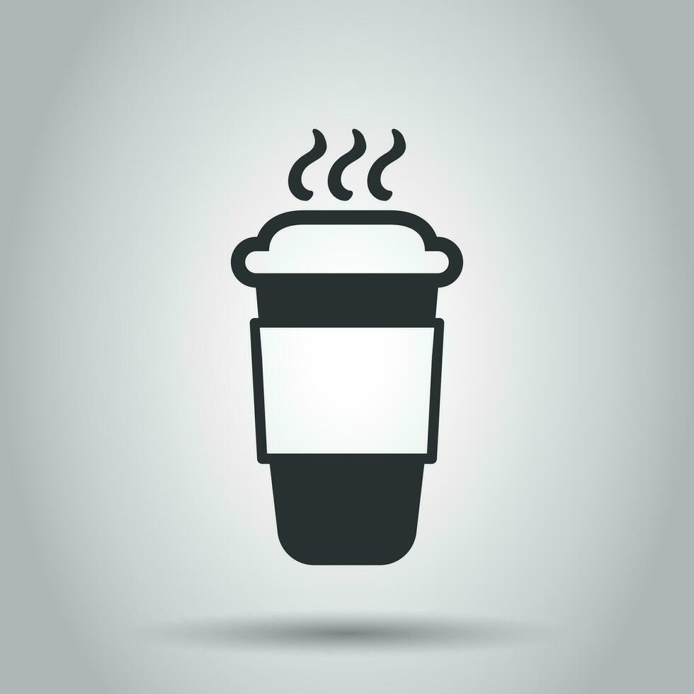 Coffee, tea cup icon in flat style. Coffee mug vector illustration on white background. Drink business concept.