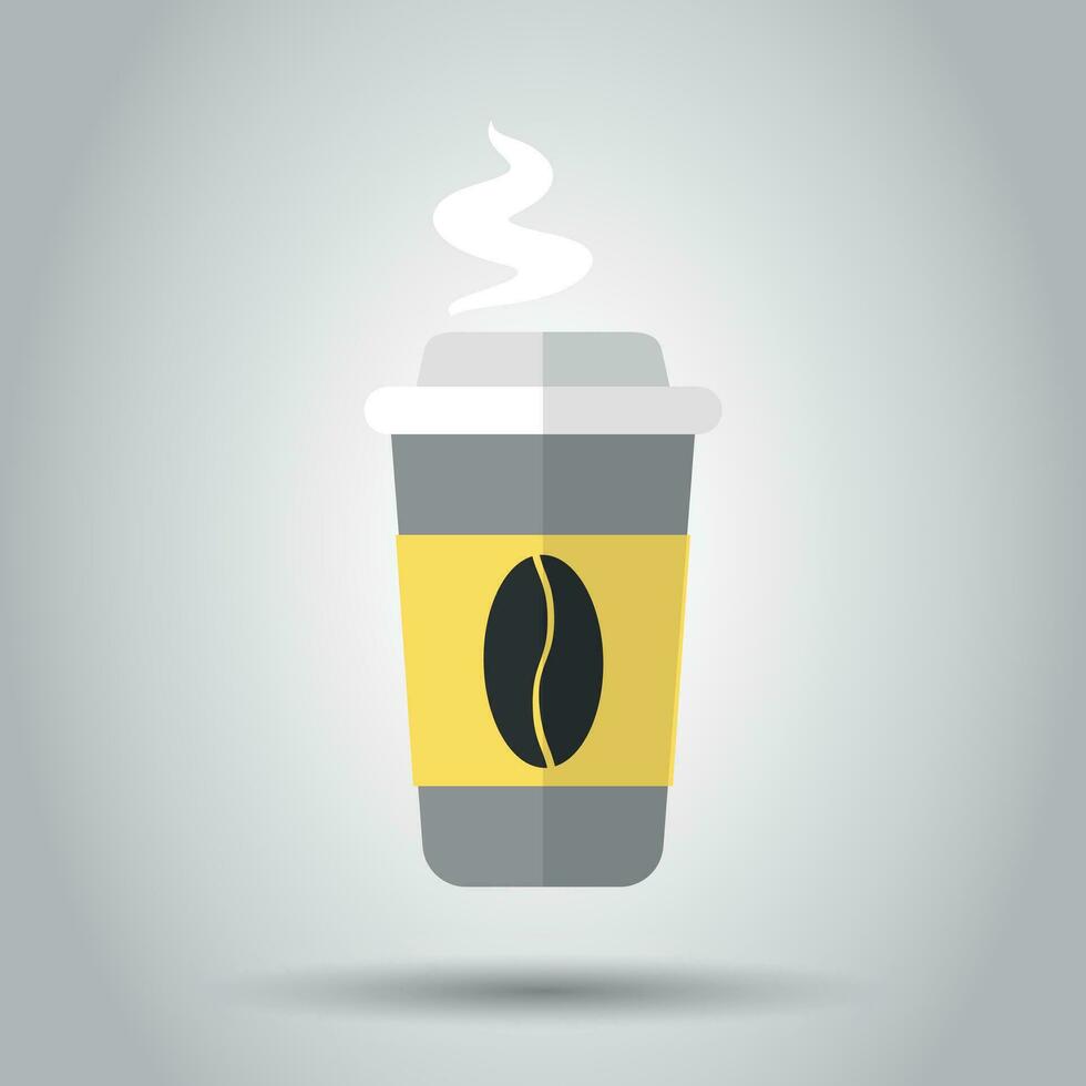 Coffee, tea cup icon in flat style. Coffee mug vector illustration on white background. Drink business concept.