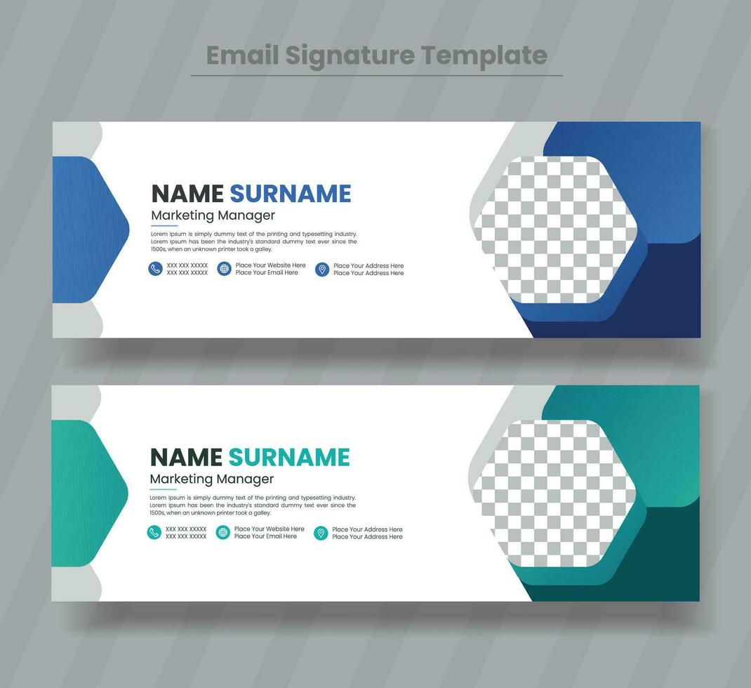 Corporate Modern Email Signature Design template.Modern Business Email signature design templates vector with author photo place. Email signature template design with green color.